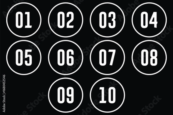 Fototapeta Set of numbers . Number circles set1 to 10 . Set of Round 1-10 numbers icon for education. vector illustration.