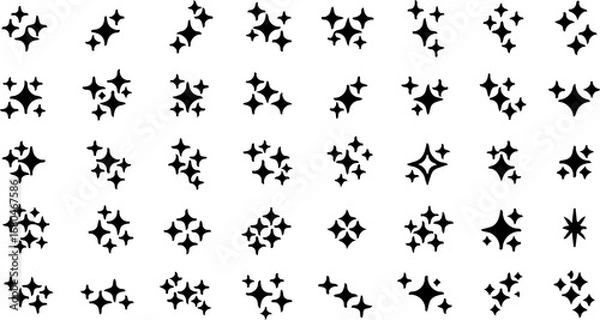 Fototapeta Simple Vector Sparkle and Twinkle Icons Set