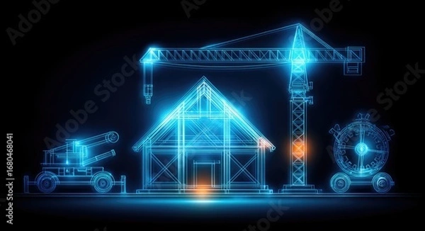 Fototapeta Digital house under construction