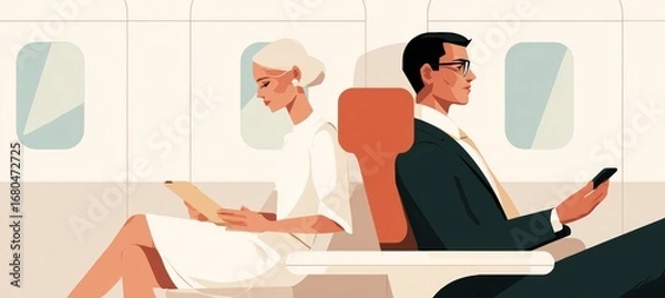 Obraz Professional business manager entrepreneur on private airplane. Generative AI technology.	
