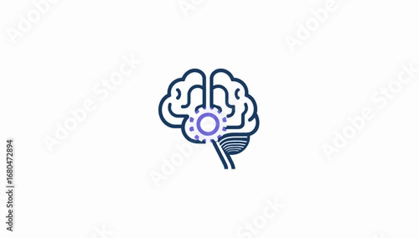 Fototapeta Abstract Brain with Integrated Gear Mechanism Design