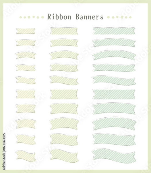 Obraz 点線の枠とストライプパターンのシンプルなリボンバナーセット