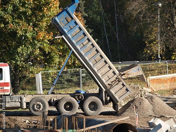 Obraz tipper truck delivers gravel