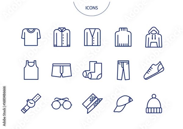 Obraz メンズファッション　アイコン ピクトグラム　ベクター イラスト　セット