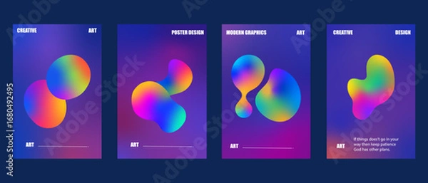 Fototapeta Gradient Abstract Cover Designs – Modern Vibrant Gradient Background Templates with Colorful Futuristic Shapes, vector Illustration.