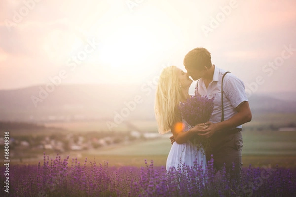 Obraz Beautiful couple on the lavender field
