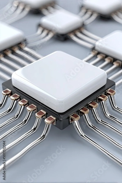 Fototapeta Close-up of interconnected computer chips