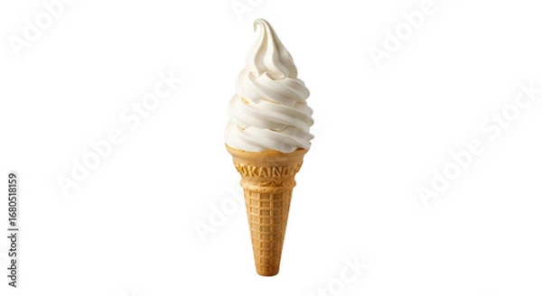 Fototapeta Soft Serve Ice Cream Cone Isolated on Transparent Background