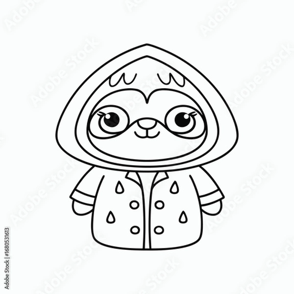 Obraz Cute Sloth Coloring Page Outline Vector Illustration