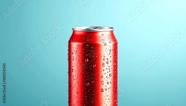 Fototapeta Red can with water droplets (2)