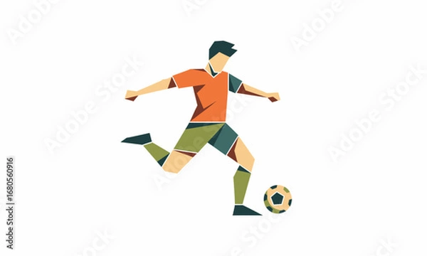Fototapeta Stylized Soccer Player in Action with Colorful Geometric Design.