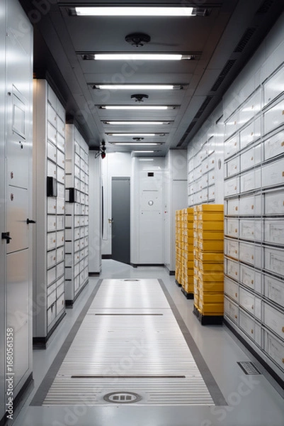 Fototapeta A secure shipping room where confidential packages are logged and sealed under surveillance