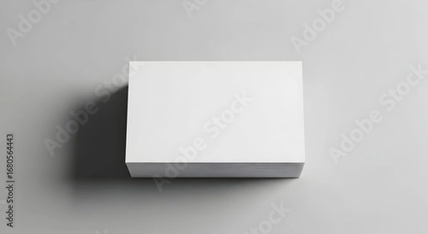 Fototapeta A plain white rectangular box, isolated on a light gray surface, with a shadow.