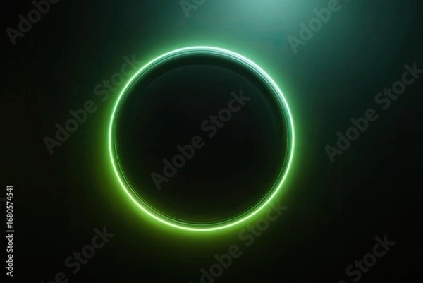 Fototapeta Circular neon glow frame on dark background