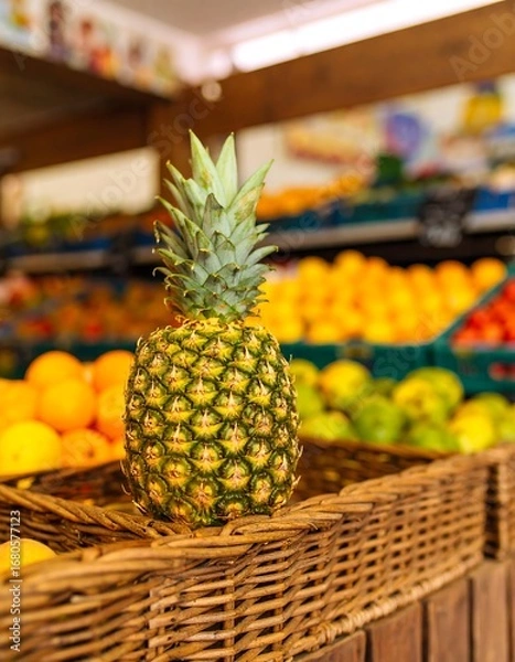 Fototapeta Fresh pineapple in a produce section