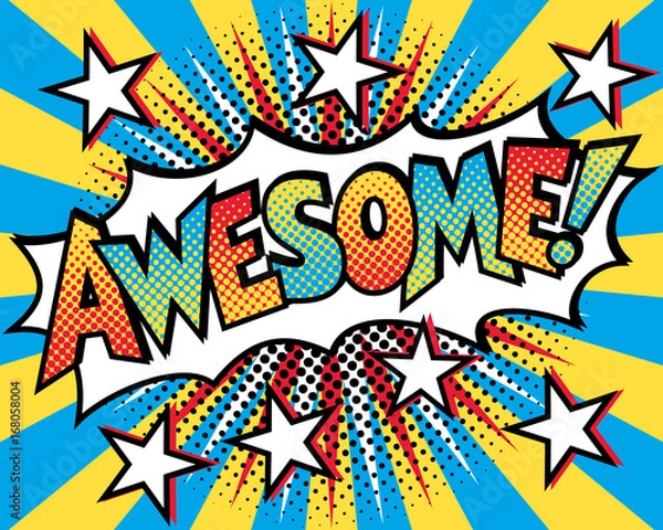 Obraz AWESOME! Pop Art Text Design