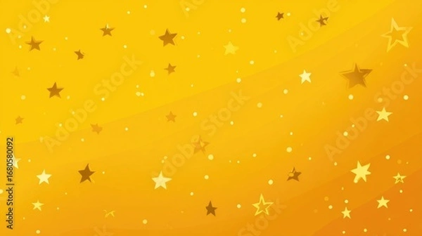 Fototapeta Gold stars scattered on a gradient yellow background