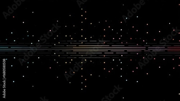 Fototapeta Abstract graphic design with colorful wave patterns on a black background