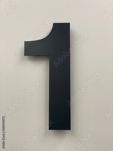 Fototapeta The number one created from 3D metal 