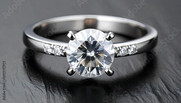 Obraz Diamond ring on dark surface