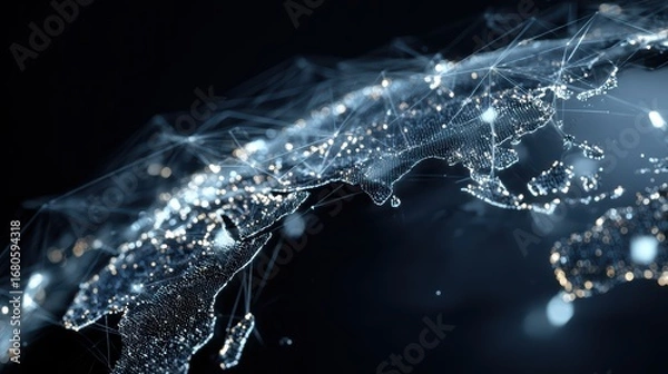 Fototapeta Stunning World Map Illustration Showcasing Global Connectivity, Ideal for Digital Marketing or Presentations, Inspiring a Sense of Interaction and Networking.