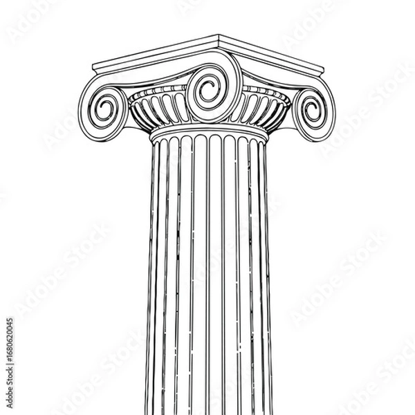 Fototapeta Ionic column capital isolated on white background