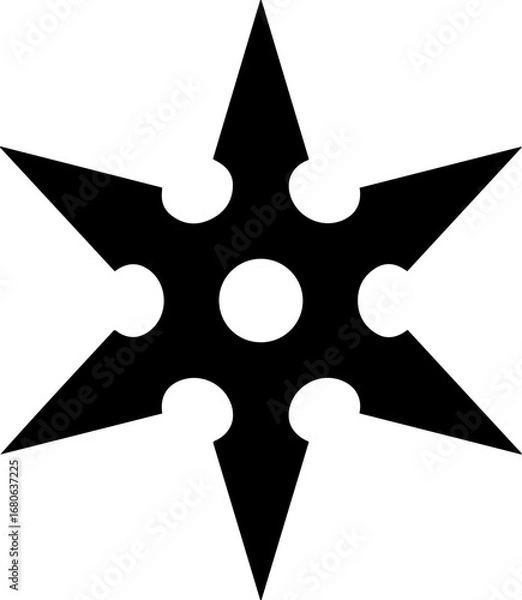 Obraz Ninja star silhouette vector flat illustration design.