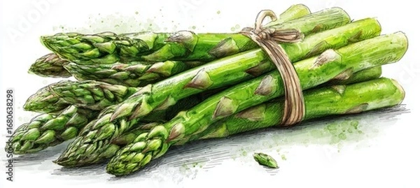 Obraz Asparagus for food cooking. Generative AI technology.	
