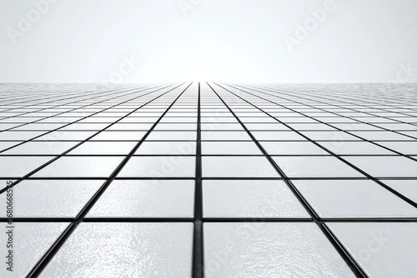 Fototapeta Perspective view of a tiled floor.  Abstract, clean