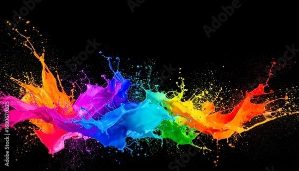 Fototapeta Dynamic and colorful paint splashes isolated on a black background capturing artistic essence