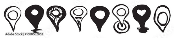 Obraz Cartographic Sketches Vector Doodle Hand Drawn GPS 