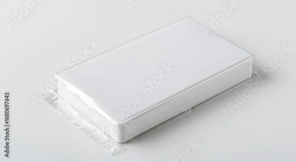 Obraz Stack of Blank White Rectangular Cards in Clear Plastic Packaging