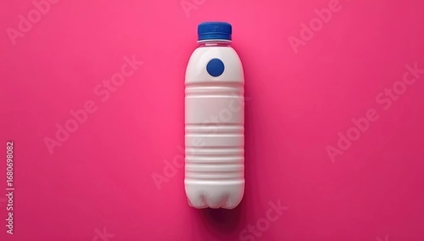 Obraz White plastic bottle on pink background