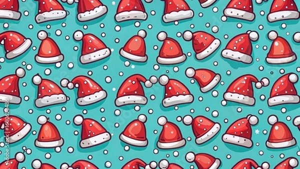 Obraz Cute cartoon santa hat seamless pattern