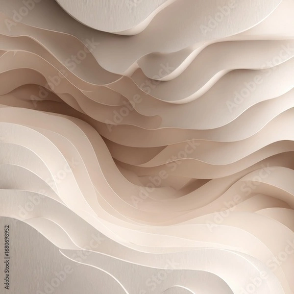 Fototapeta Abstract beige layered undulating curves