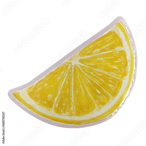 Fototapeta Close-up of a fresh yellow lemon slice showing juicy pulp and textured rind detail
