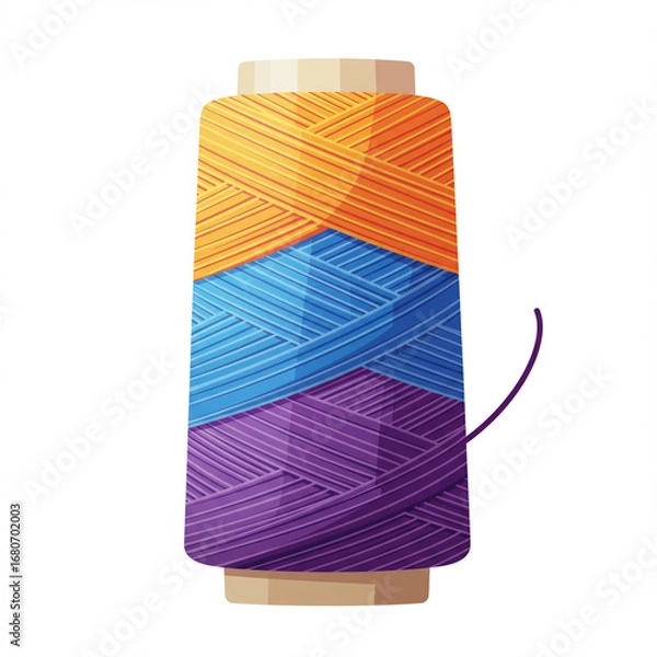 Obraz Colorful Yarn Thread Spool Isolated on White Background
