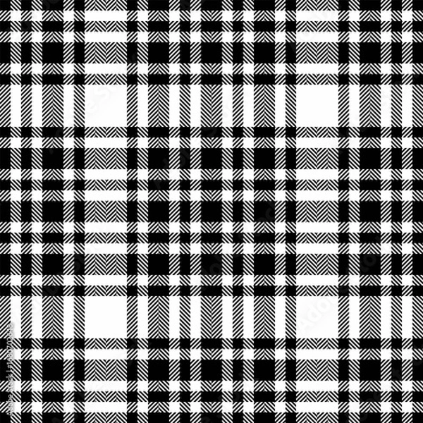 Fototapeta Classic black and white tartan pattern, offering a timeless, versatile background. Perfect for graphic design, textile prints, or any project needing traditional texture.