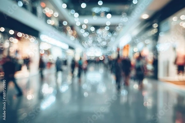 Fototapeta Blurred view of a bustling shopping mall