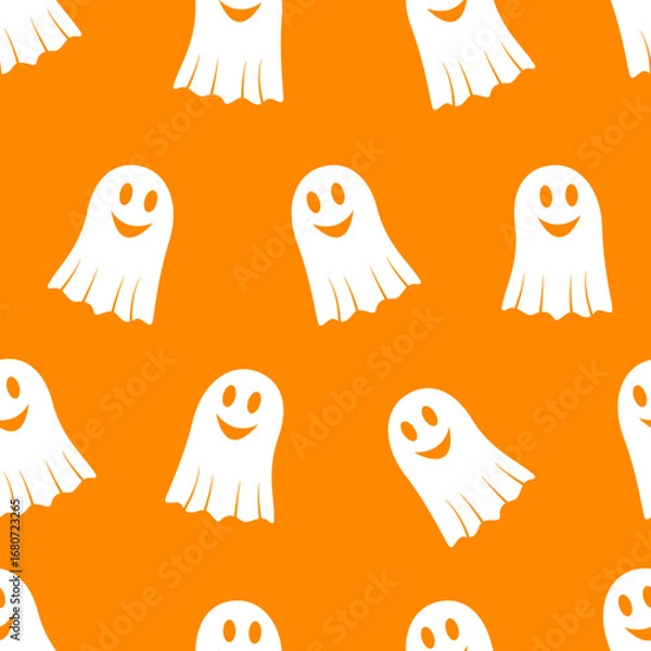 Fototapeta Seamless pattern featuring cheerful ghosts