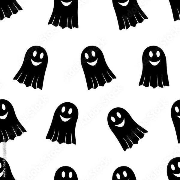 Obraz Seamless pattern featuring cheerful ghosts
