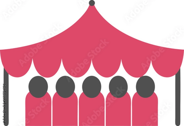 Obraz People gathered under a pink event tent icon