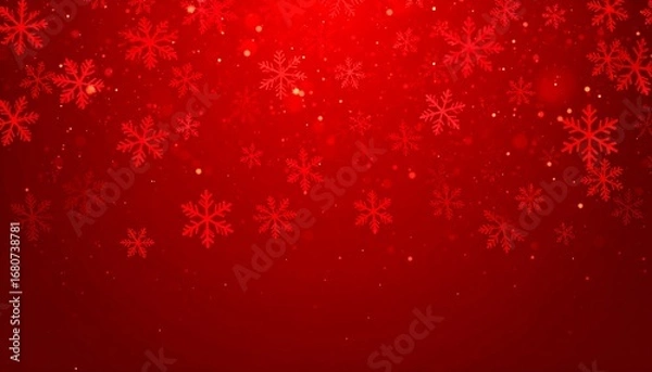 Fototapeta Red winter background with snowflakes