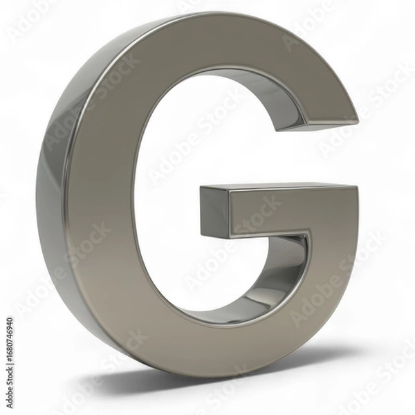 Obraz Shiny metallic capital letter G standing upright.