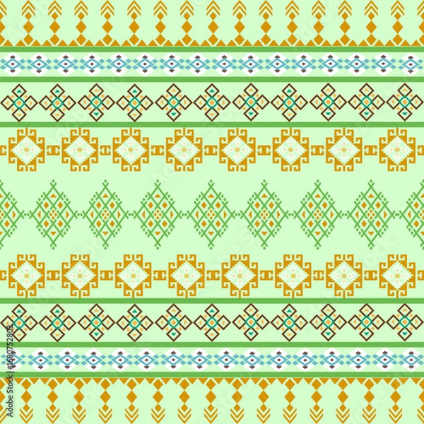 Fototapeta Textile Pattern: Geometric elegance of a pattern seamlessly blends various designs in harmonious layers, creating a visual treat for the senses.