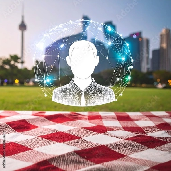 Obraz Picnic table with digital profile