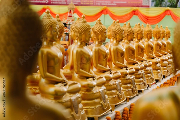 Obraz Beautiful golden Buddha statue enshrined in Thailand
