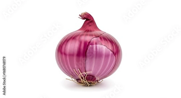 Obraz Single Red Onion, Isolated on White Background.