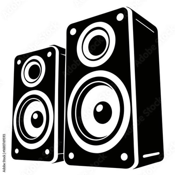 Fototapeta Speakers vector clean black silhouette design white background