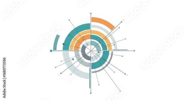 Fototapeta Abstract Circular Data Visualization with Colorful Segments and Arrows
